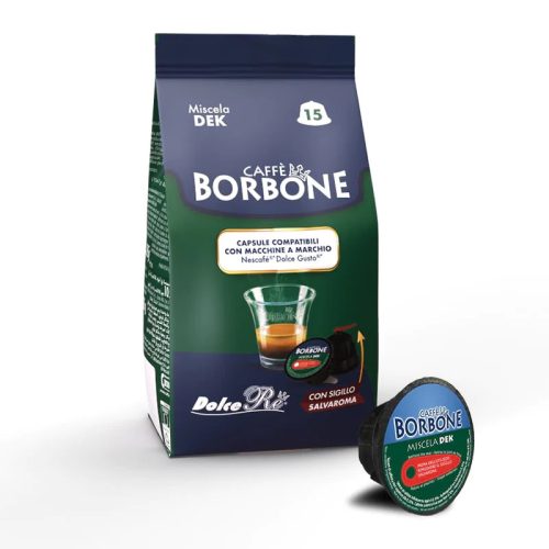15 pieces Caffè Borbone Miscela Dek DOLCE GUSTO compatible decaffeinated coffee capsule